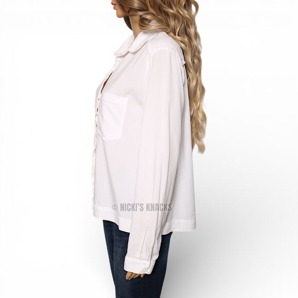 Anthropologie Cloth & Stone White Tencel Button Down Shirt Blouse Braided Size M - Picture 4 of 10